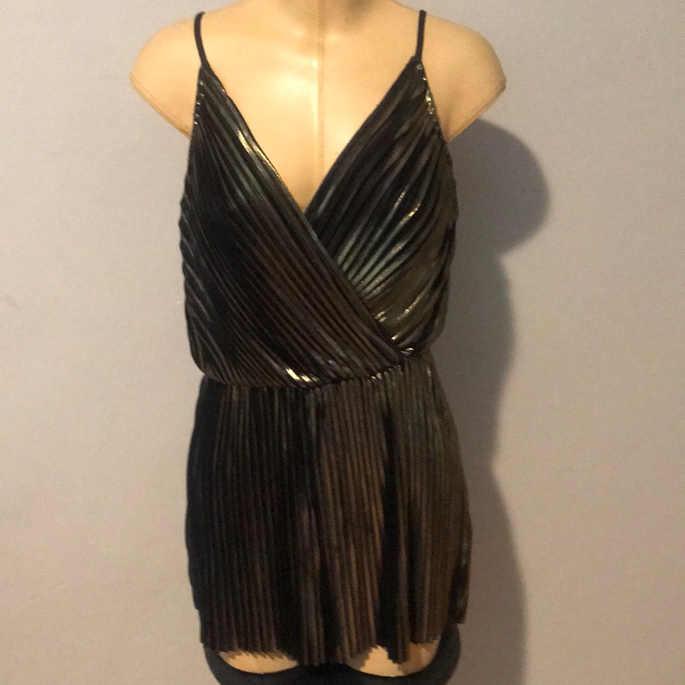 Metallic Gold Pleated Romper